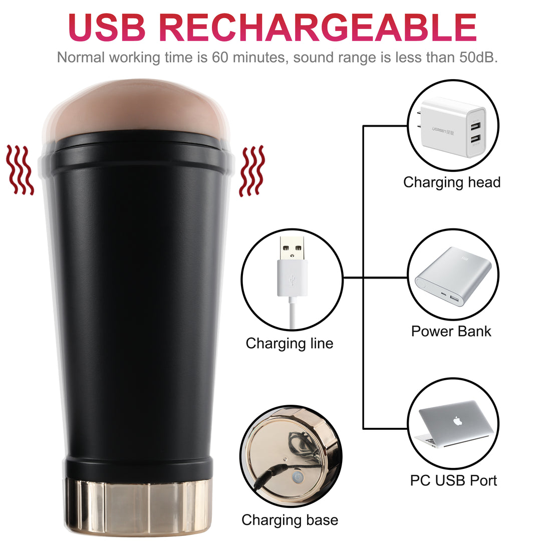 Vibrating Masturbation Cup USB Rechargeable