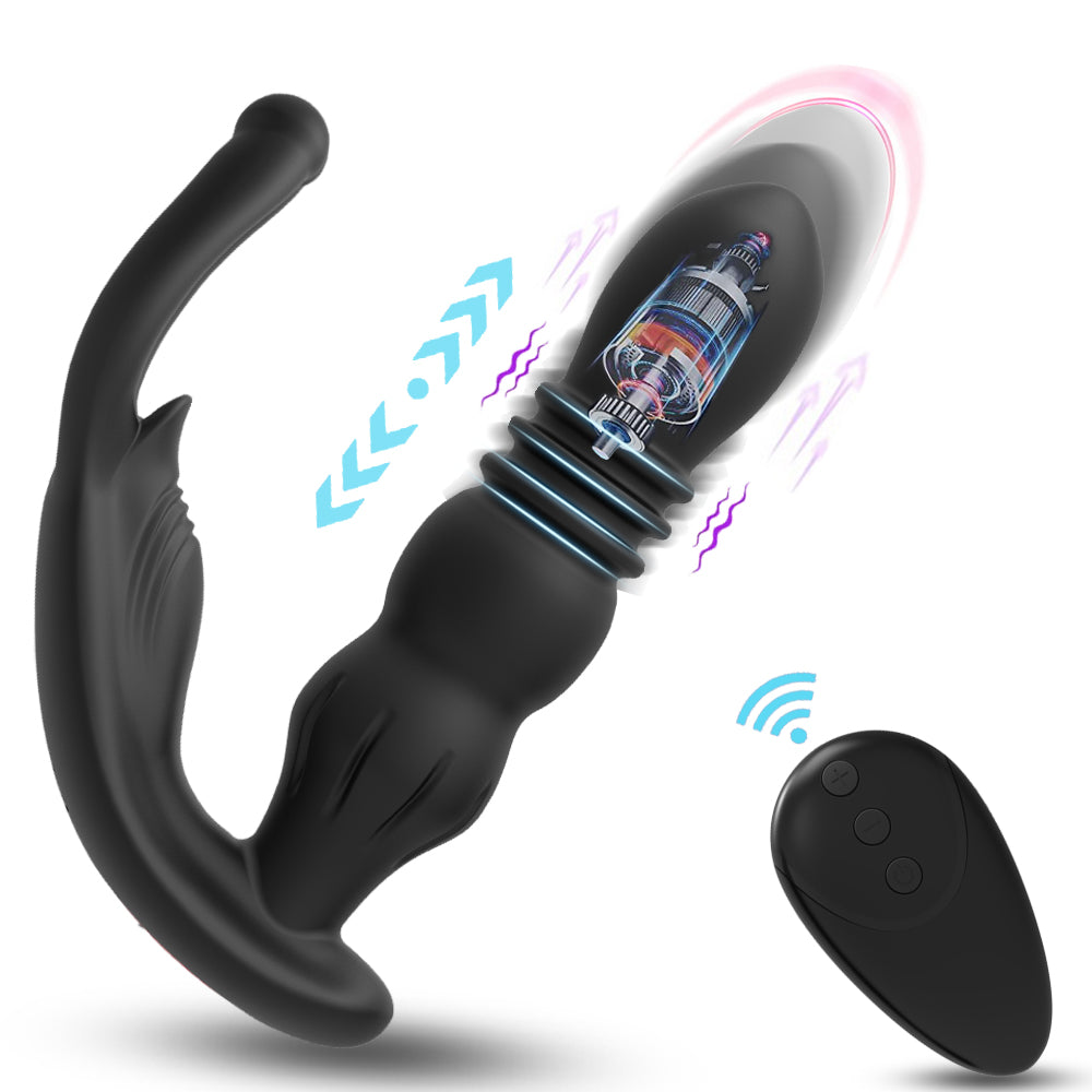 10 Thursting Remote Control Rechargeable Butt Plug With Cock Ring