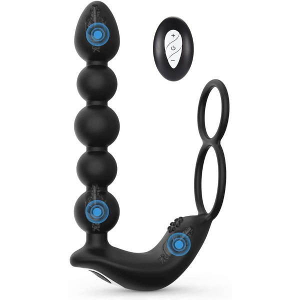 Rechargeable Waterproof Prostate Massager with Penis Ring