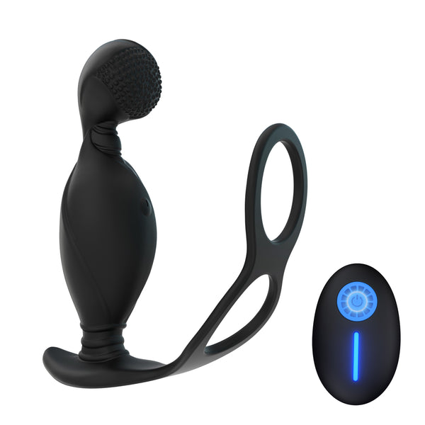 Dual Motor Prostate Toy with Double Cock Ring