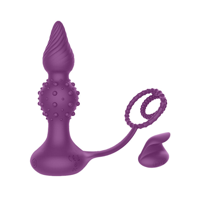 Anal Beed & Penis Ring Purple with Remote 
